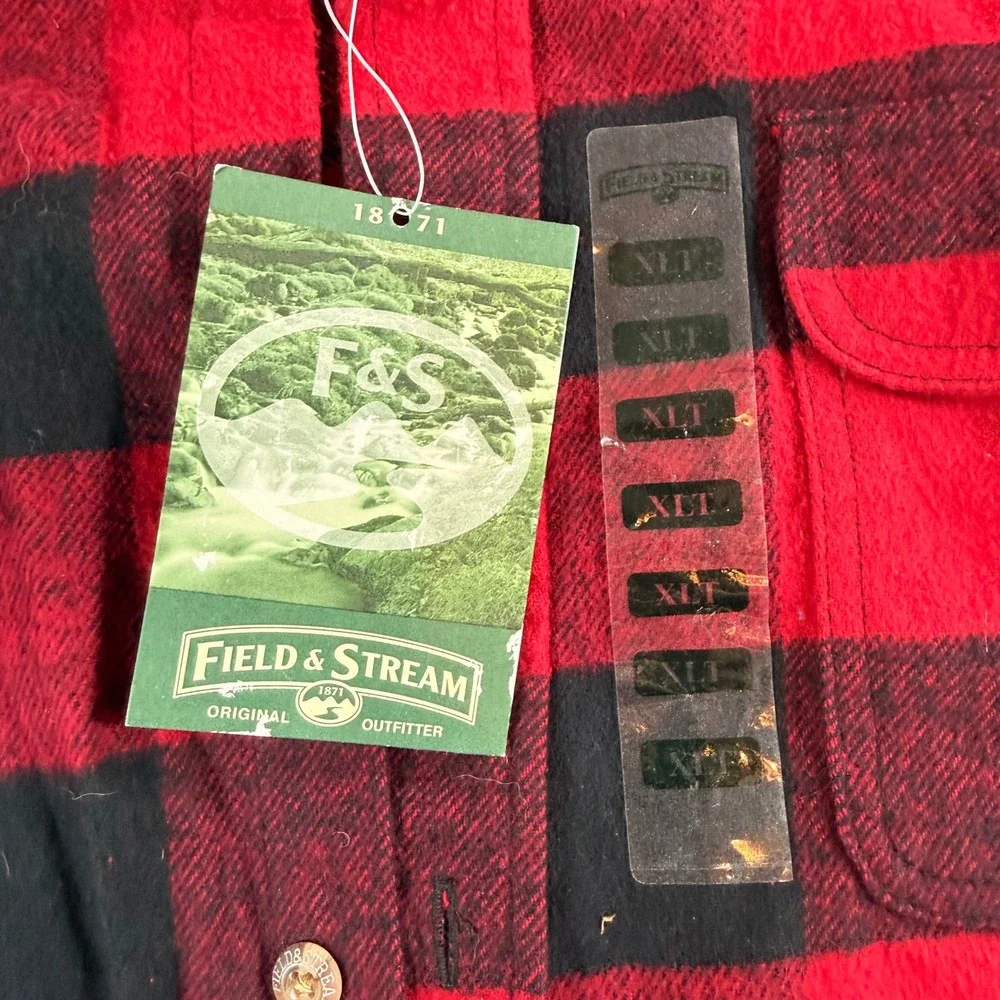 NWT Field & Stream Flannel‎ Shirt Mens XL Tall Red Buffalo Plaid Hunting Camping